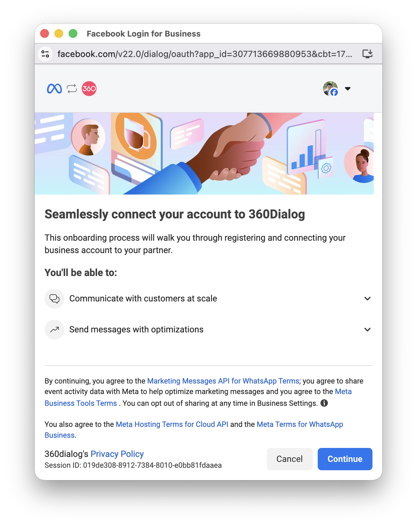 Facebook Login for Business — Seamlessly connect your account to 360Dialog
